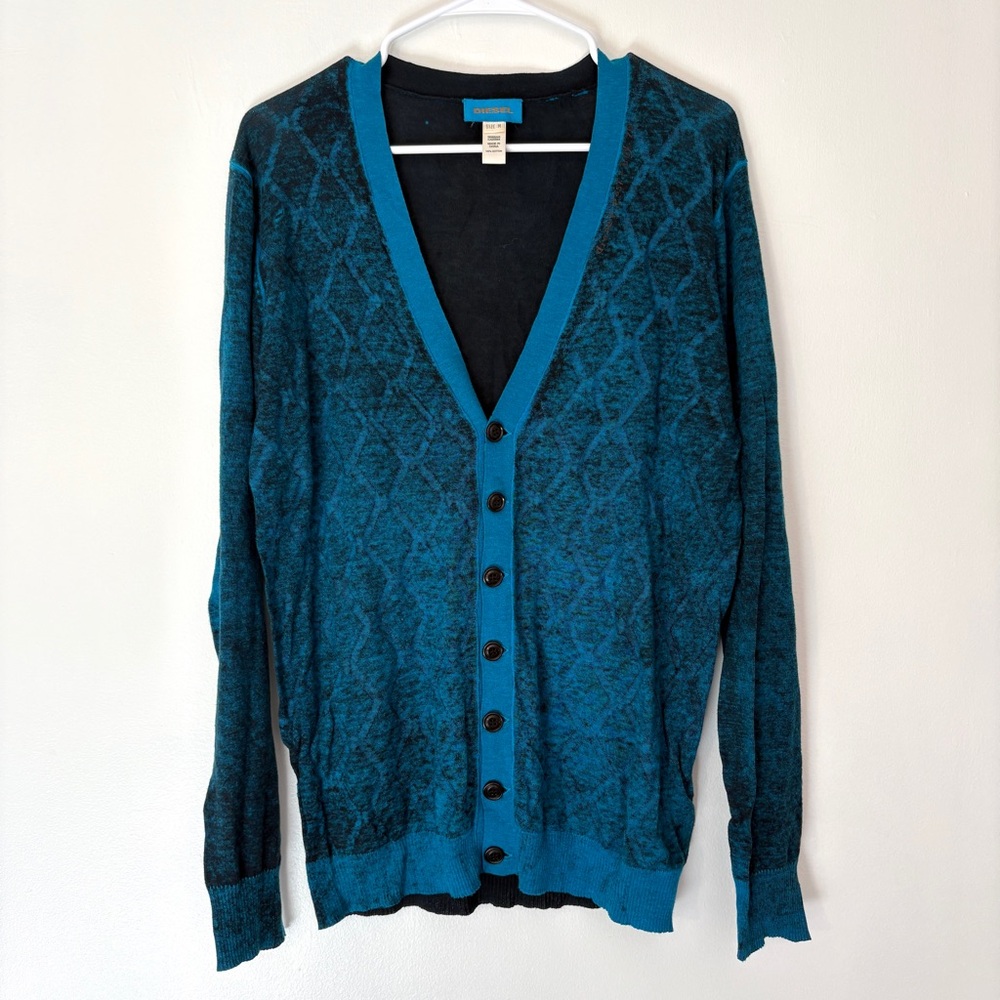 Diesel Cardigan Teal Blue Cotton